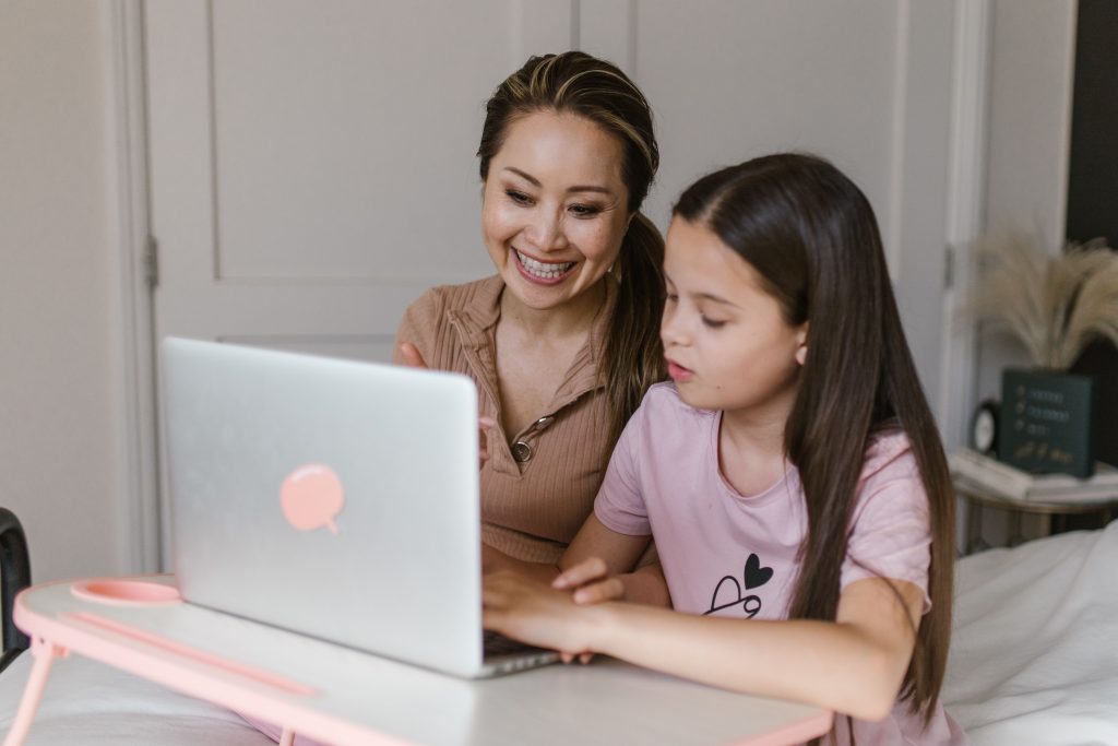 Mother-and-teen-studying-together